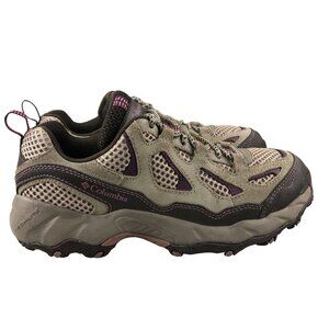 Columbia Women's Size 7 D Storm Brown Purple Leather Outdoor Hiking Sneakers